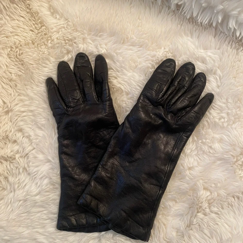 Black Leather Gloves Small